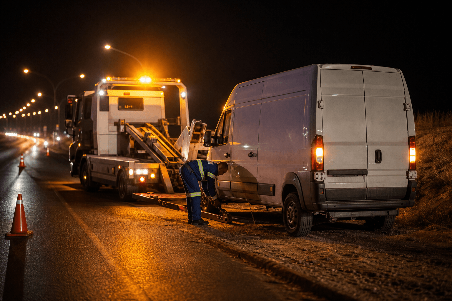 WilteX towing recovery at night